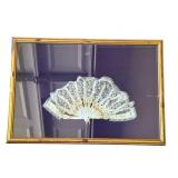 Framed vintage hand fan