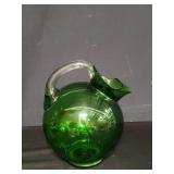 Emerald green glass tilt pitcher/ball jug