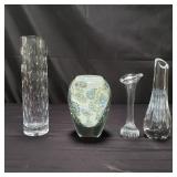 Group of crystal vases and 1 baccarat crystal
