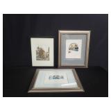 3 signed etchings