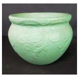 Vintage matte green pottery jardinier