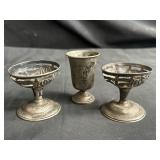 Lot of sterling silver cups with kiddush cup