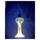 Vintage uranium glass oil lamp