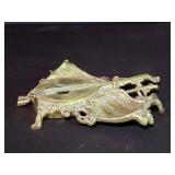 Vintage brass mandolin trinket box