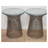 Pair of Knoll-style metal wire planter side