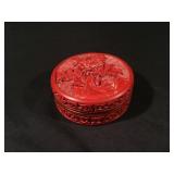 Vintage Chinese cinnabar cloisonné snuff jar