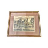 Framed signed Budapest Hungarian etching