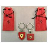 Pair of vintage enameled chrome Ferrari