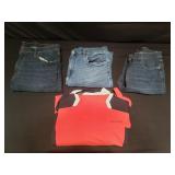 Spyder ski bib and 3 pairs of Lucky Brand jeans