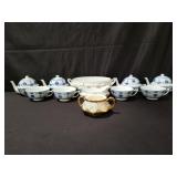 Box of ceramic and porcelain, teacups, saucers,