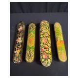 4 vintage hand-painted Persian qalamdans