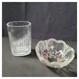 Vintage Mikasa crystal dusty rose frosted raised