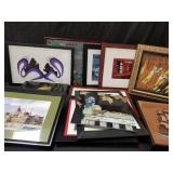Group of prints, lithographs, fabric, and other