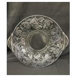 Vintage sterling silver overlay glass platter