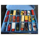 Vintage matchbox carry case with hot wheels &