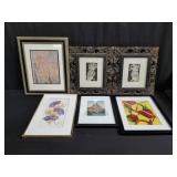 Group of pastel, acrylic, mixed media art works