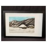 Signed and embosed Asian block print