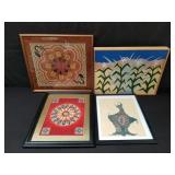 Group of paintings and mixed media art