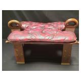 Vintage faux leather brass inlaid camel saddle