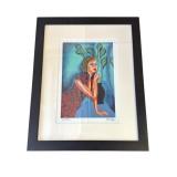 Framed signed "Powder Room" print