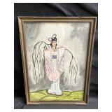 Signed Chinese style framed watercolor