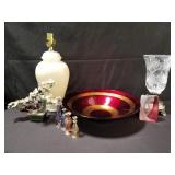 Box of glass bowl, table lamp, vase , etc.