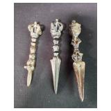 Three vintage ritual bronze dagger