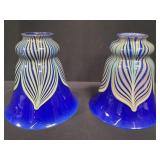 Pair of art glass lamp shades