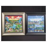 Pair of signed folk art painting