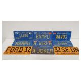 Group of 9 California license plates, box lot