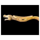 Vintage hand carved wood dragon incense burner