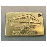 Vintage cast brass Metropolitan Bank key tag