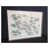 Pencil signed Joanne Casey collage in plexi frame