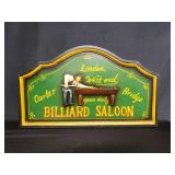 Hand painted wood Billiard saloon sign