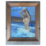 Signed vintage nude painting