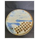 Signed mid-century modern pottery decorative plate