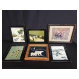 Group of embroidery and fabric art work