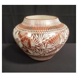 Redware sgraffito bowl by Acoma Pueblo potters
