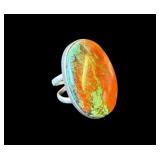 Silver ring with red stone