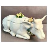 Early 20th c. Italian china bull-form tureen