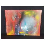 Signed abstract oil painting on canvas