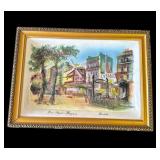 Framed signed 3D ceramic picture of Moulin Rouge,