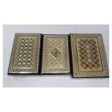 Three inlaid Russian boxes