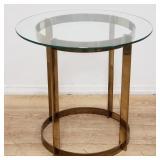 Modern metal side table with glass top