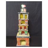 Vintage Mexican ceramic folk art fiesta tower