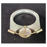 Sterling silver and 14k gold ring with quartz