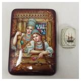 Russian hand-painted & signed lacquer box