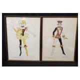 Pair of signed Bill Hargate jester and king  hand