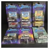 9 Muscle Machines 1:63 scale die cast cars; 2