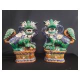 Pair of Chinese ceramic foo dog figurines